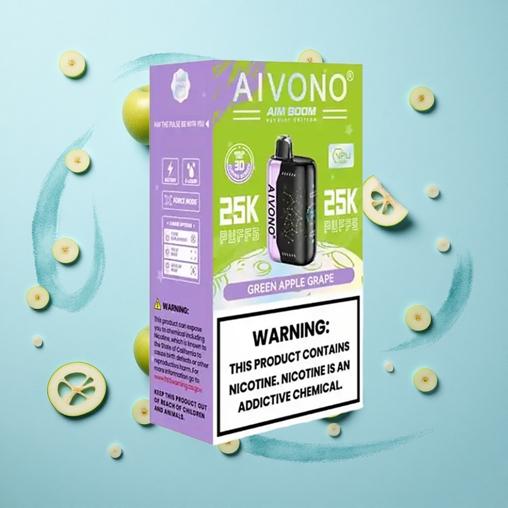 Aivono Aim Boom 25000 Puffs Green Apple Grape Zero Nicotine Mesh Coil