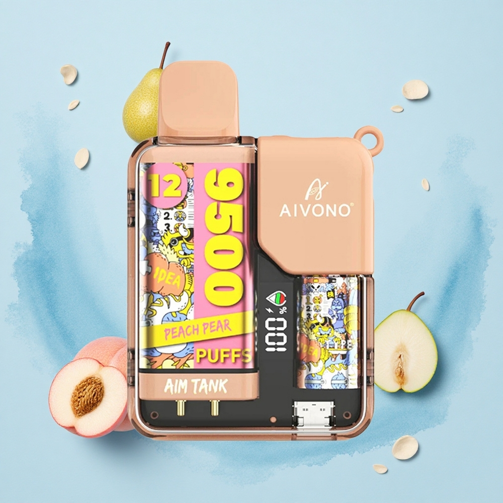 Aivono Aim Tank 9500 Puffs Peach Pear LCD Mesh