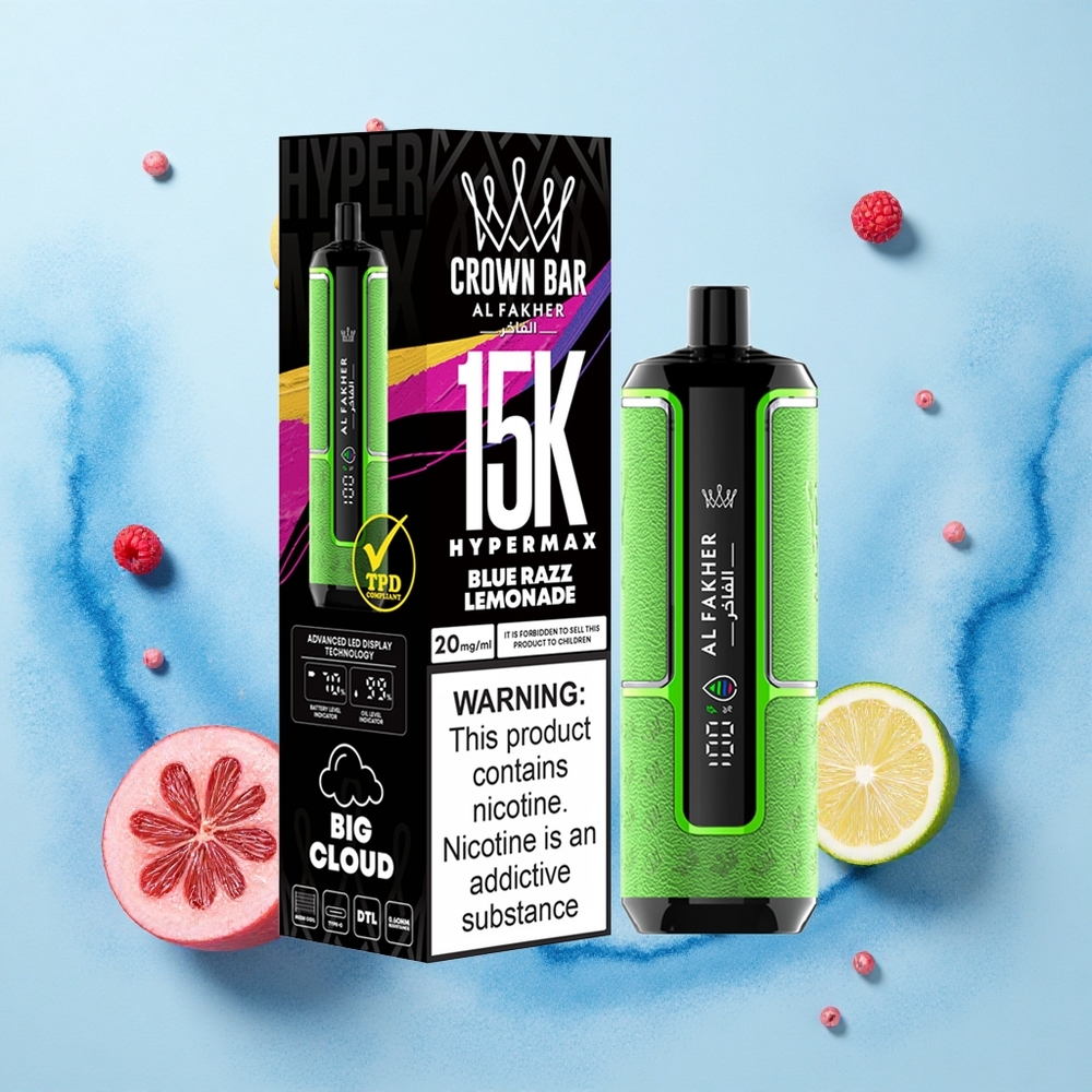 Al Fakher Crown Bar 15K Hypermax Blue Razz Lemonade 22ml DTL