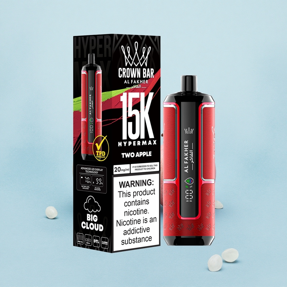 Al Fakher Crown Bar 15K Hypermax Double Apple Hyper 22mL 6mg DTL