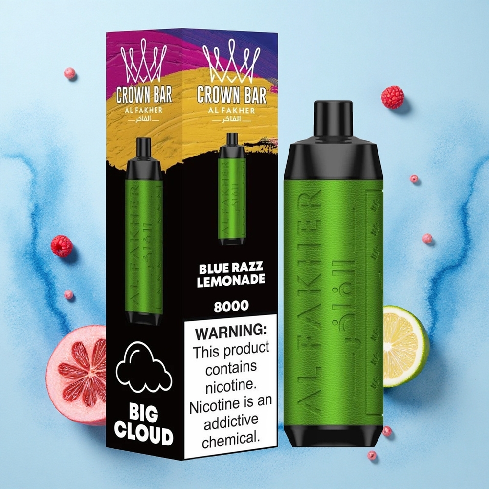 Al Fakher Crown Bar 8000 Crystal Blue Razz Lemonade 600mah USB-C 5mg