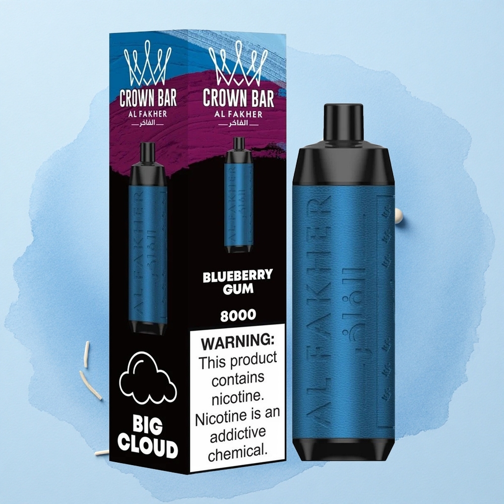 Al Fakher Crown Bar 8000 Crystal Blueberry Gum 600mah USB-C