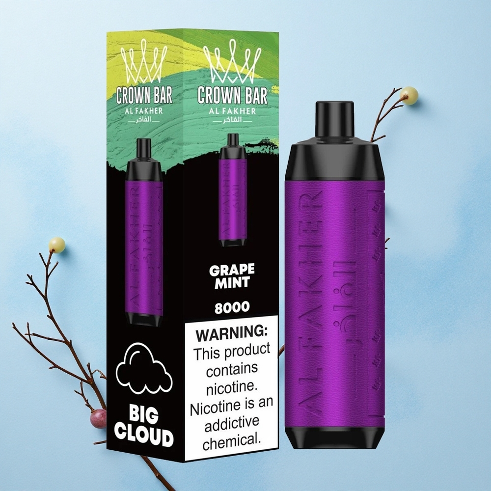 Al Fakher Crown Bar 8000 Crystal Grape Mint 600mah Compact 18ml