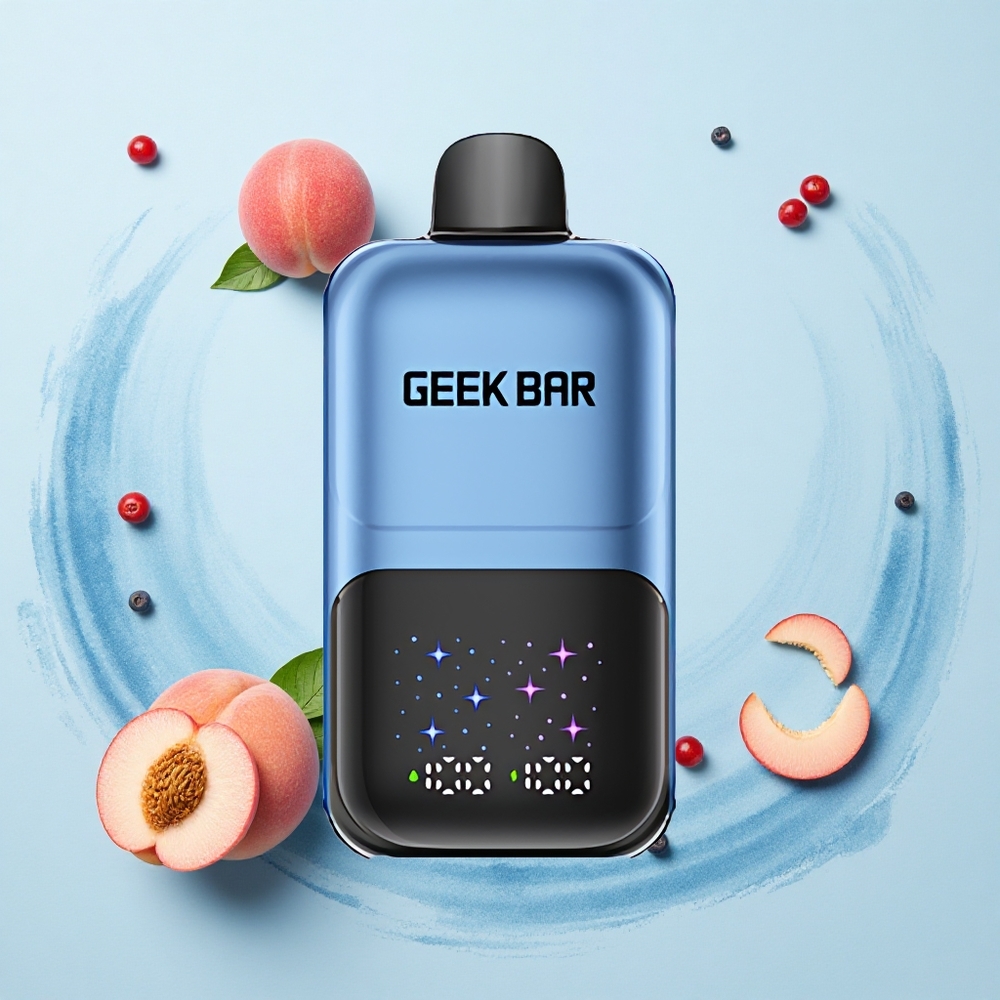 GEEK BAR 2GO 20ml 50000 Puffs Peach & Berries Dual Tank Interactive Screen Adjustable Coolness