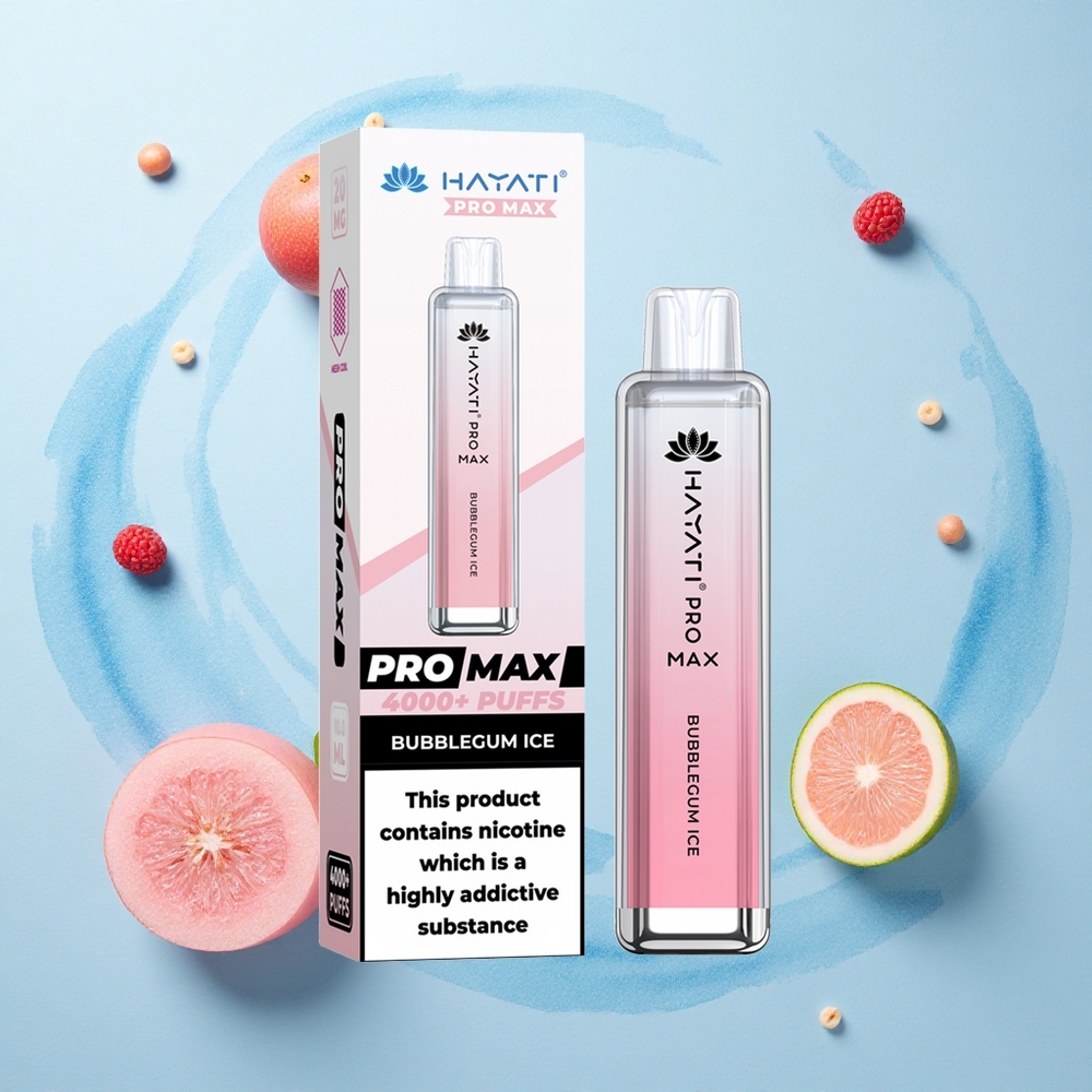 Hayati Pro Max 4000 Puffs Bubblegum Ice 4000 Puffs Rechargeable Crystal