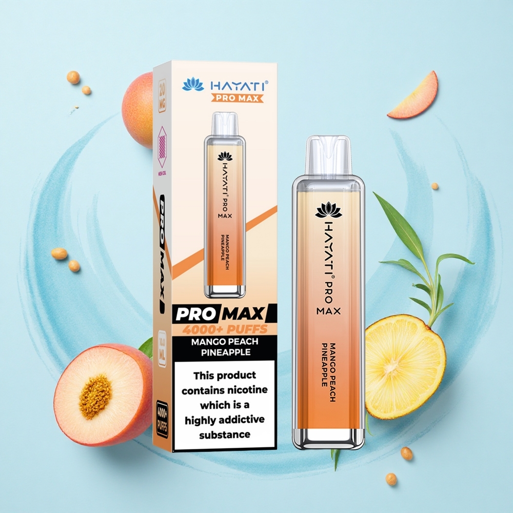 Hayati Pro Max 4000 Puffs Mango Peach Pineapple Dual Mesh Rechargeable