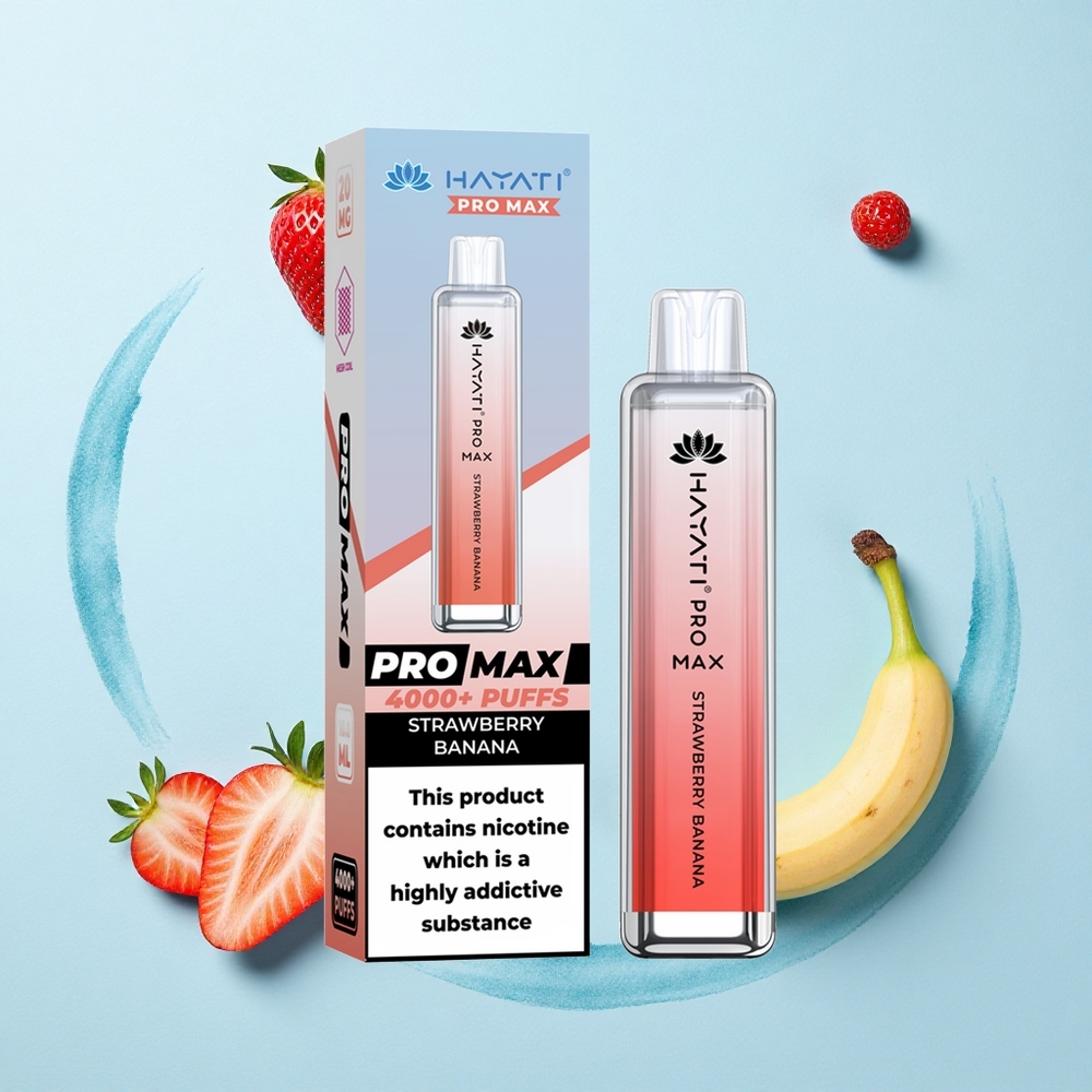 Hayati Pro Max 4000 Puffs Strawberry Banana Dual Mesh Rechargeable