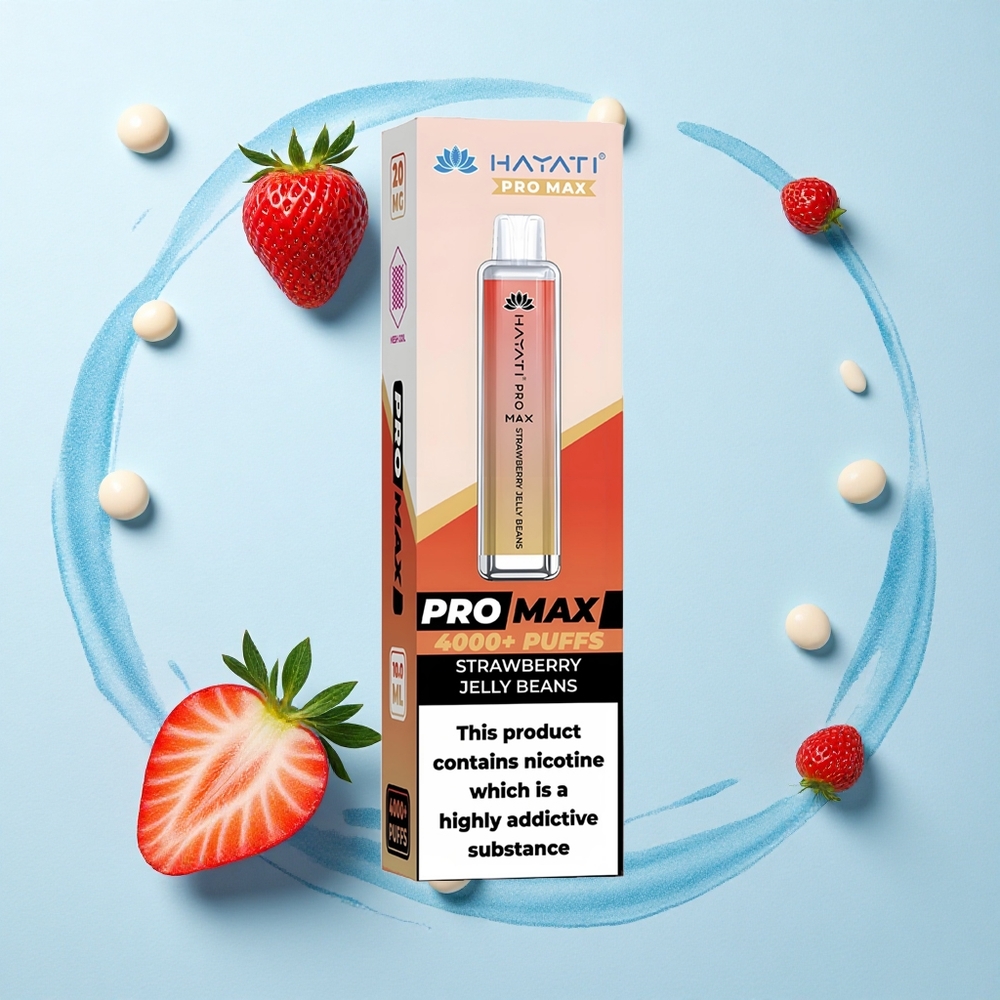 Hayati Pro Max 4000 Puffs Strawberry Mesh Jelly Beans Dual Coil