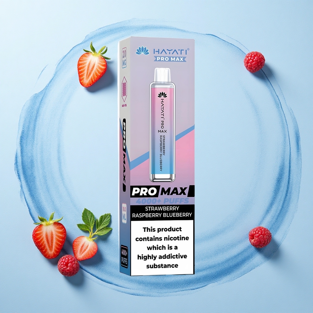 Hayati Pro Max 4000 Puffs Strawberry Raspberry Blueberry Dual Mesh Rechargeable