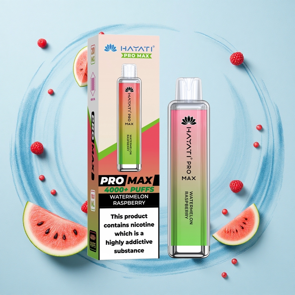 Hayati Pro Max 4000 Puffs Watermelon Raspberry Rechargeable Dual Mesh