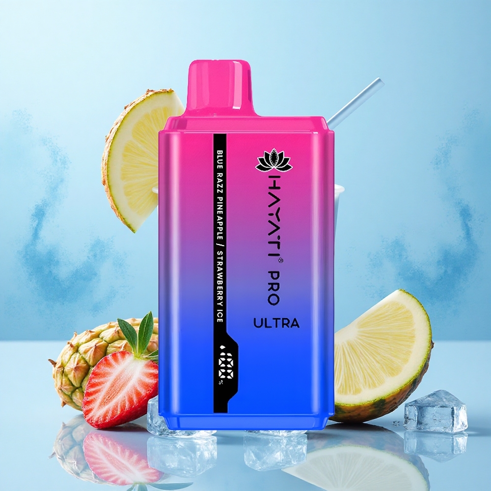 Hayati Pro Ultra 15000 Puffs Blue Razz Pineapple Strawberry Ice 850mAh Dual Tank
