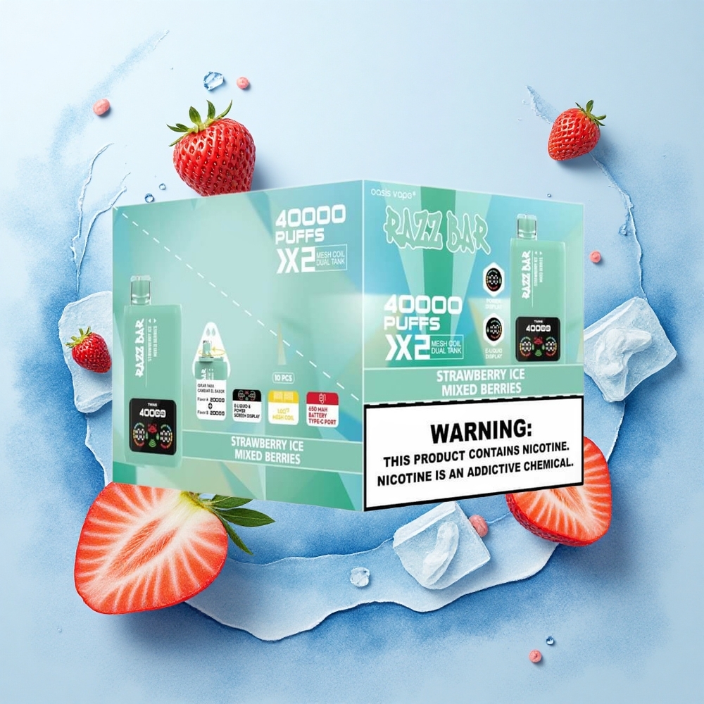 Razz Bar 40000 Puffs Strawberry Ice - Mixed Berries with Mesh Coil & Type-C Port