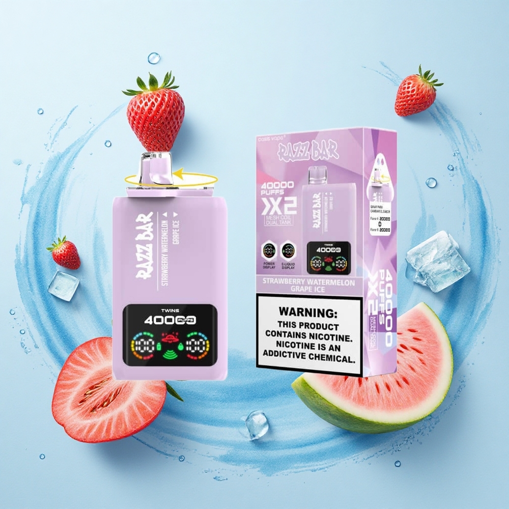 Razz Bar 40000 Puffs Strawberry Watermelon - Grape Ice with Mesh Coil & Type-C