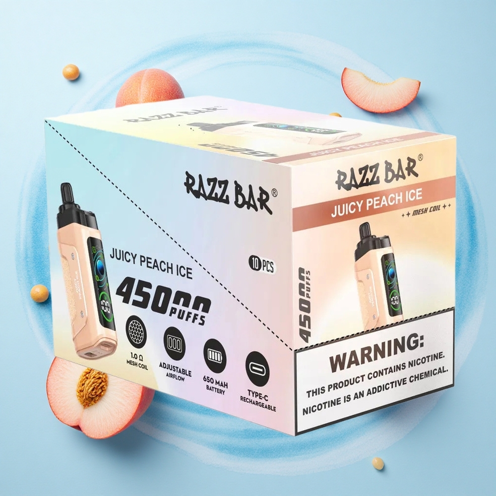 Razz Bar 45000 Puffs Juicy Peach Ice 650mAh Rechargeable