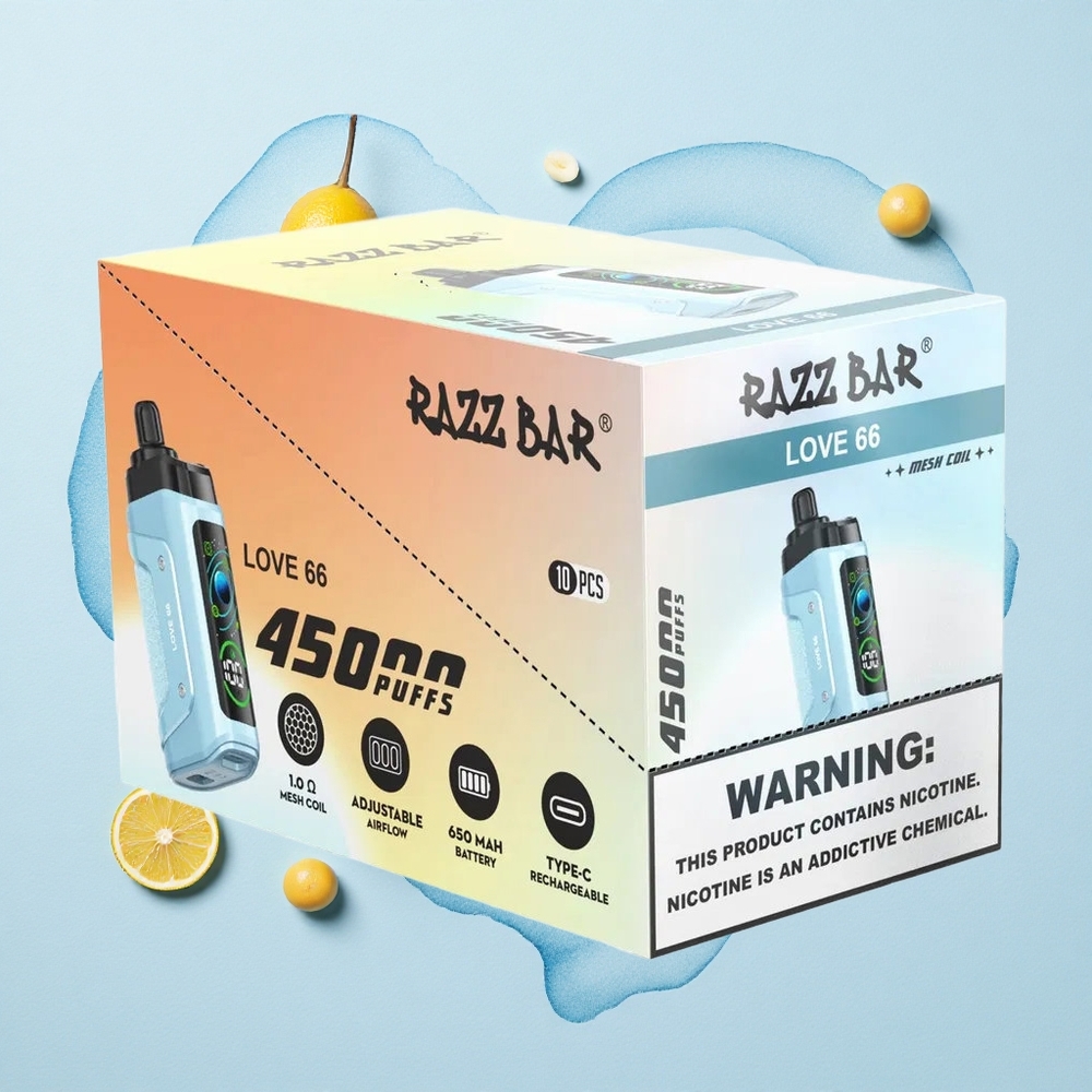 Razz Bar 45000 Puffs Mesh Coil Love 66 Rechargeable