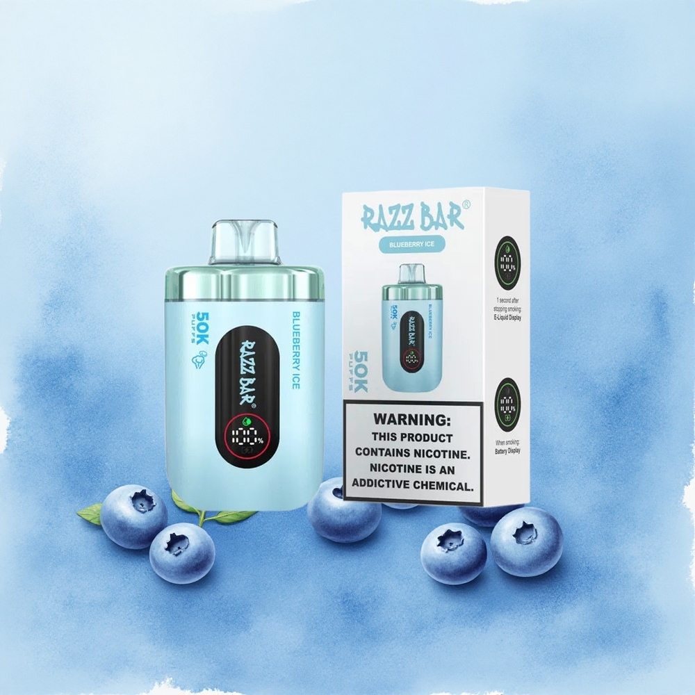 Razz Bar 50K Puffs Blueberry Ice Mesh Rechargeable 2%