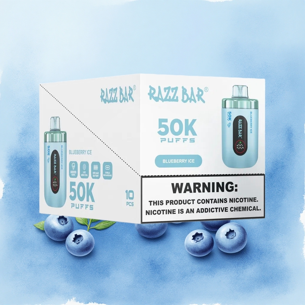 Razz Bar 50K Puffs Blueberry Ice Mesh Rechargeable 2%