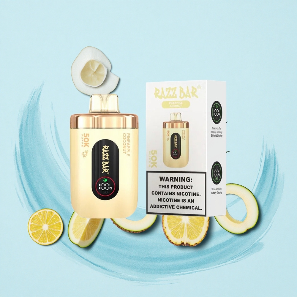 Razz Bar 50K Puffs Pineapple Coconut Mesh Rechargeable 2% Nicotine