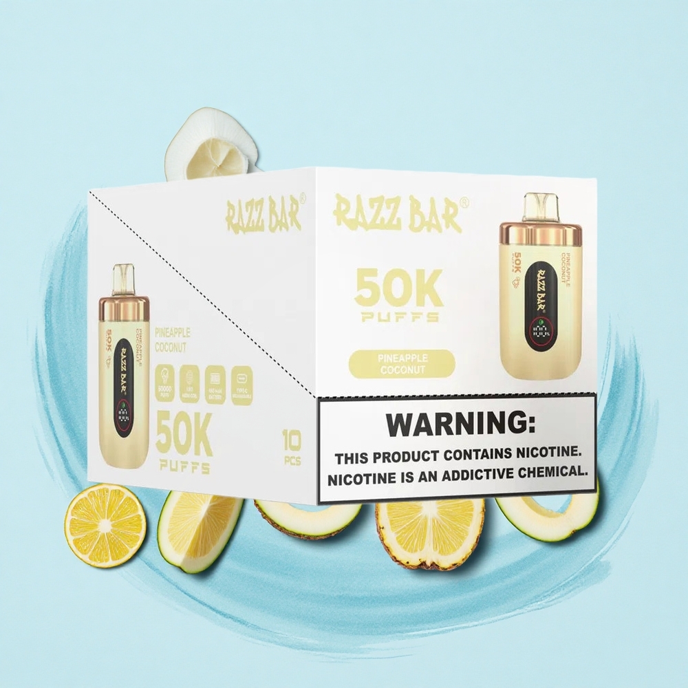 Razz Bar 50K Puffs Pineapple Coconut Mesh Rechargeable 2% Nicotine