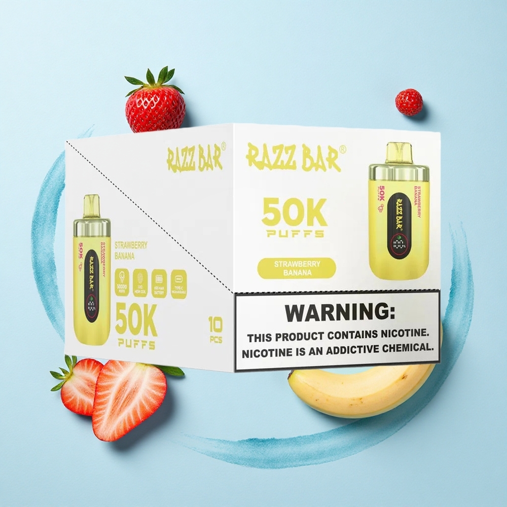 Razz Bar 50K Puffs Strawberry Banana Mesh Rechargeable 2%