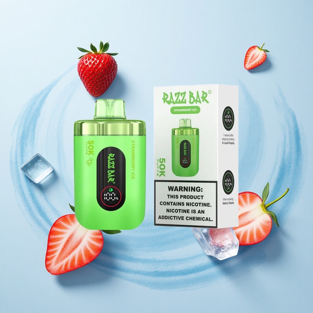 Razz Bar 50K Puffs Strawberry Ice 1.0 Ohm Mesh 650mAh