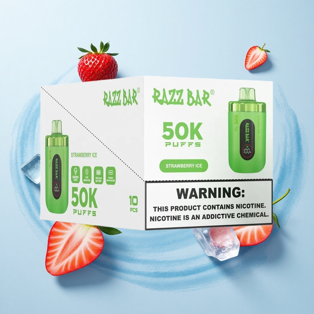 Razz Bar 50K Puffs Strawberry Ice 1.0 Ohm Mesh 650mAh