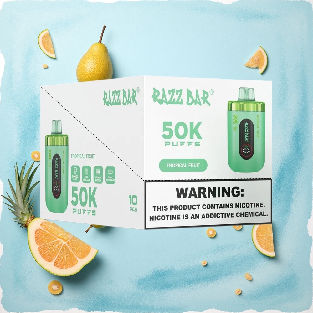 Razz Bar 50K Puffs Tropical Fruit Mesh Rechargeable Disposable Vape